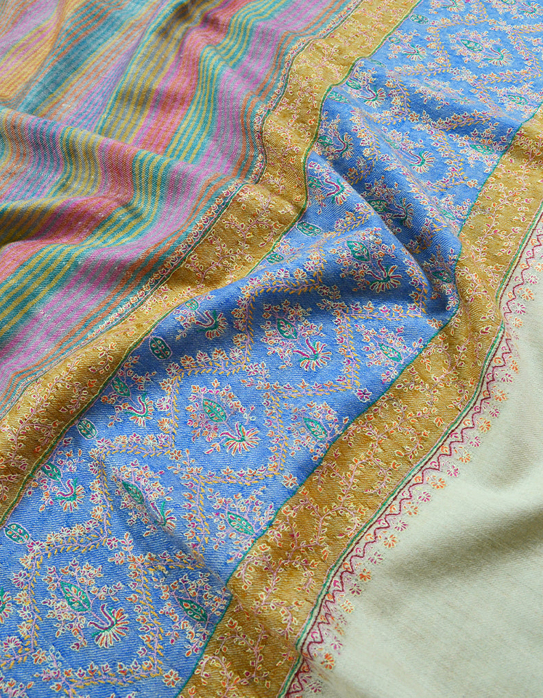 Multicoloured Embroidery Pashmina Shawl 7347