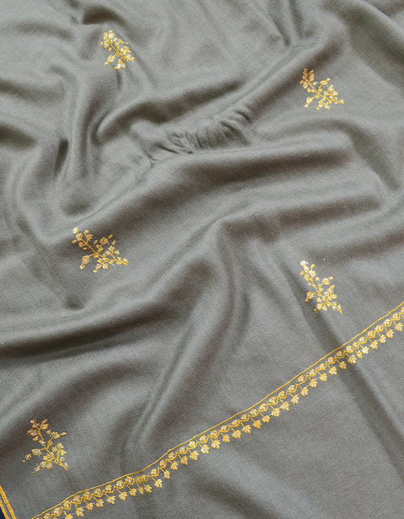 Dark Grey Embroidery Pashmina Shawl 7353