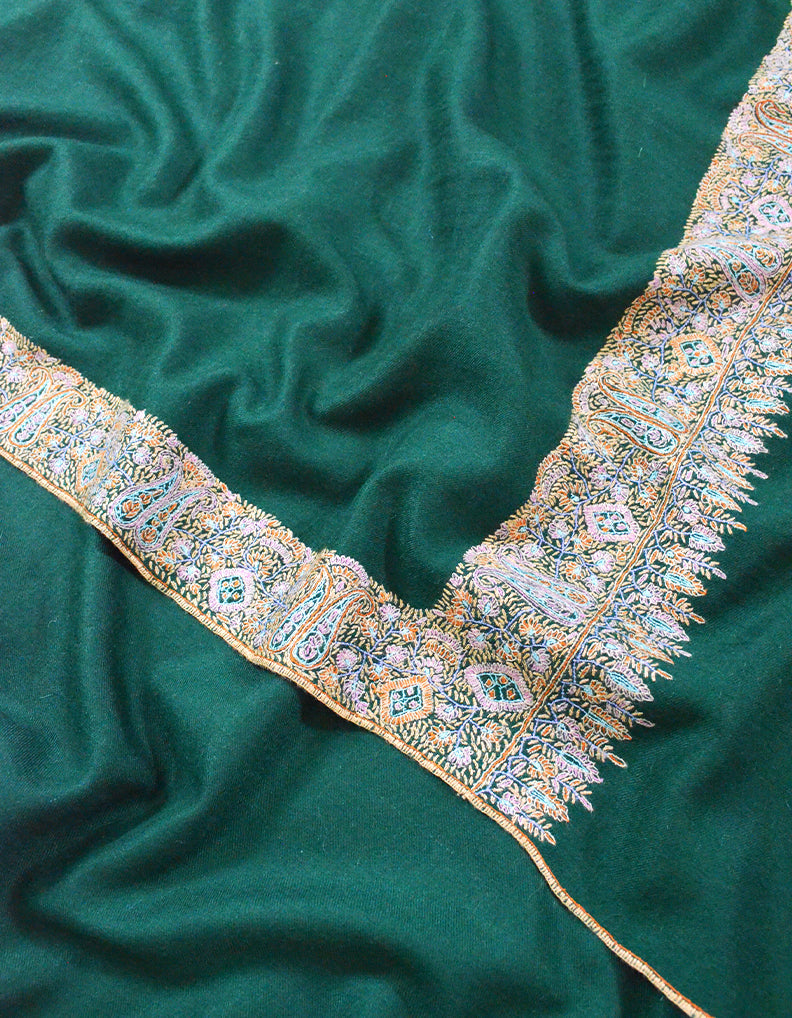 Green Embroidery Pashmina Shawl 7356