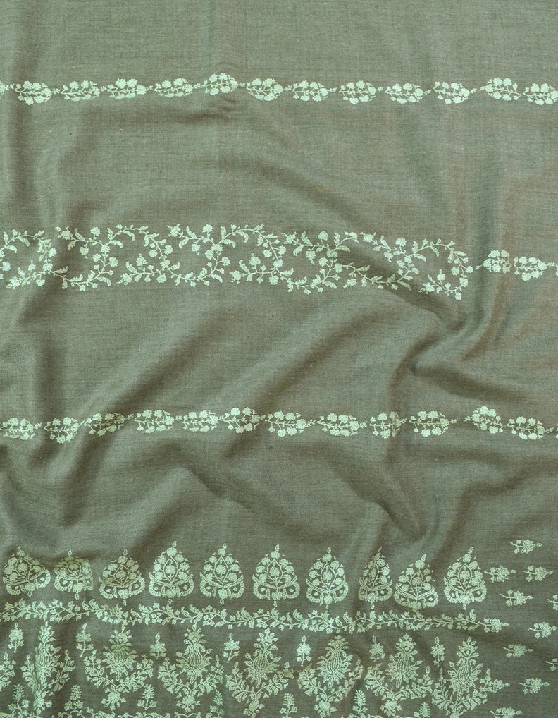 Natural BRown Embroidery Pashmina shawl 7358