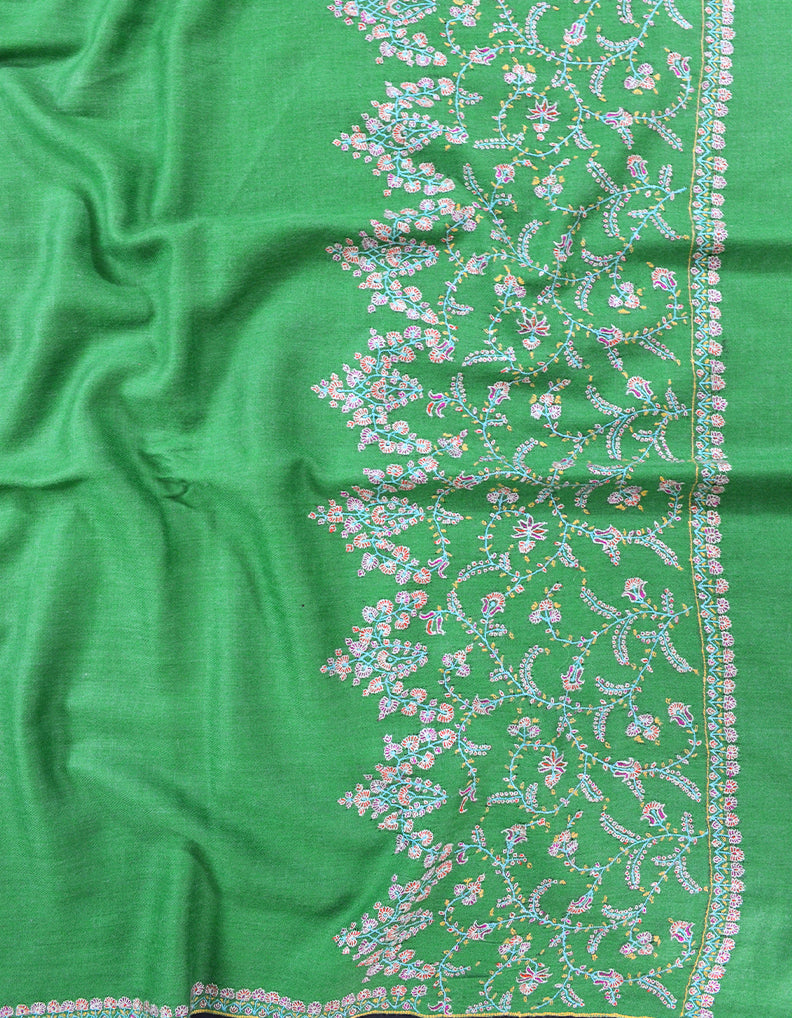 Green Embroidery Pashmina Shawl 7364