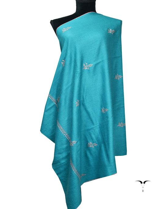 Sky Blue Embroidery Pashmina Shawl 7380