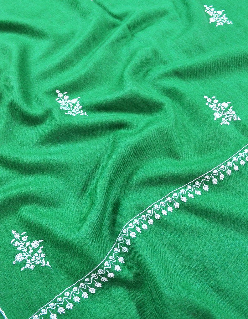 Green Embroidery Pashmina Stole 7389