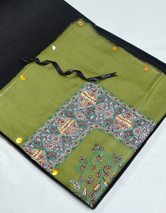 Mussar Rumaal Large Naqsha Olive Green RL00374