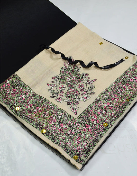 Mussar Rumaal Large Naqsha Off White RL01115
