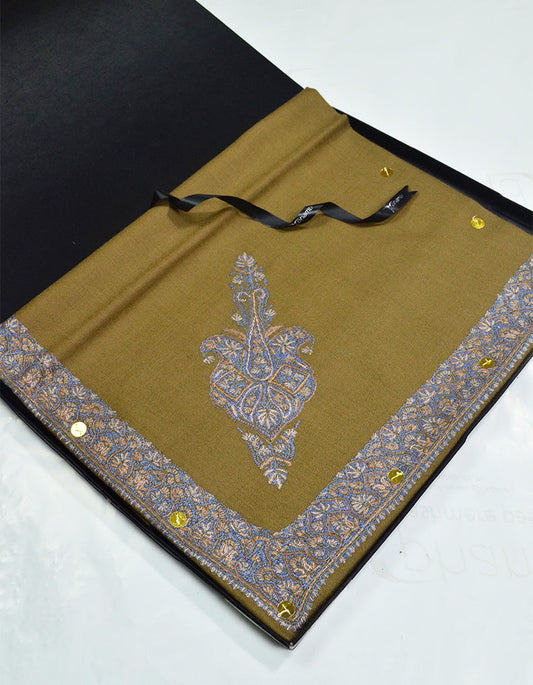 Mussar Rumaal Small Naqsha Olive Brown RS00181