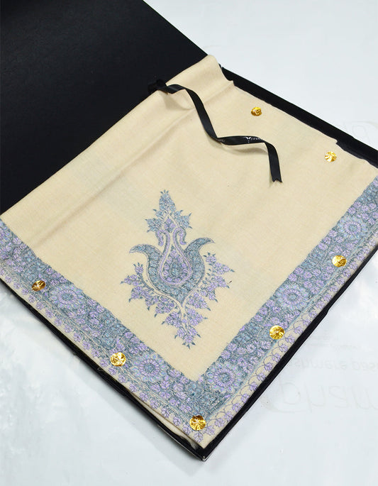 Mussar Rumaal Small Naqsha White RS00189